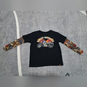 Harley-Davidson Kids Black Tee with Tattoo-Style Sleeves